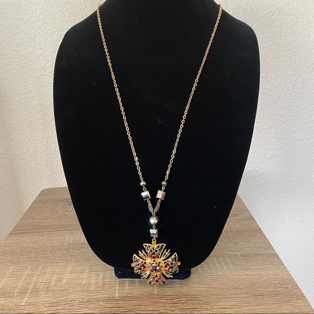 NWOT EXPRESS Large Cross Beaded Long Necklace